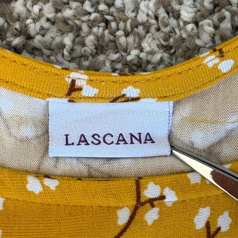 Loscana Mustard Yellow Floral Border Print Maxi Dress Short Sleeve S Cottagecore - Picture 6 of 9